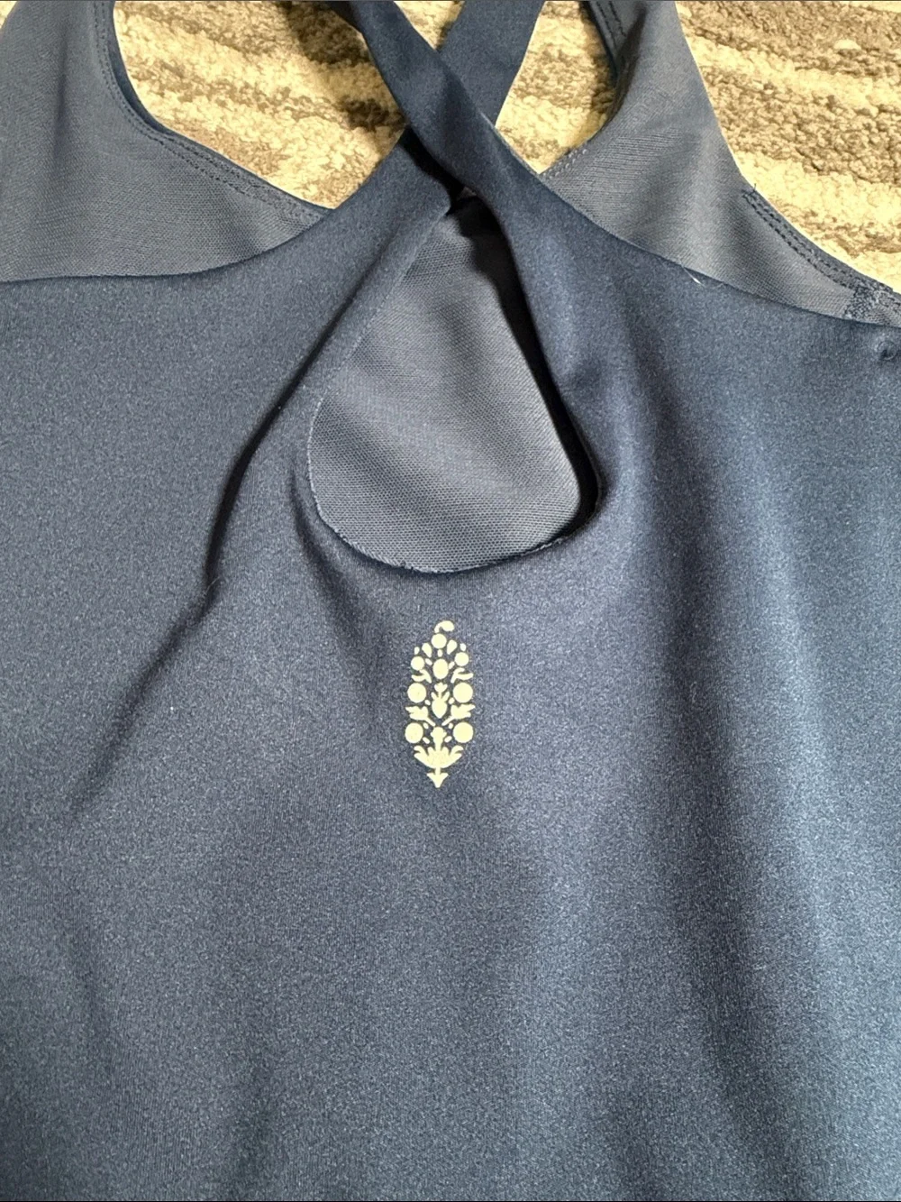 NWOT Free People Navy Blue Athletic Romper with Light Blue Tie